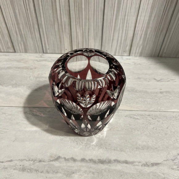 AMETHYST PURPLE PLUM VASE CUT TO CLEAR LEAD CRYSTAL NACHTMANN BAMBERG GERMANY - Picture 2 of 3